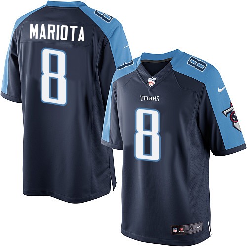 Men's Limited Marcus Mariota Nike Jersey Navy Blue Alternate - #8 NFL Tennessee Titans